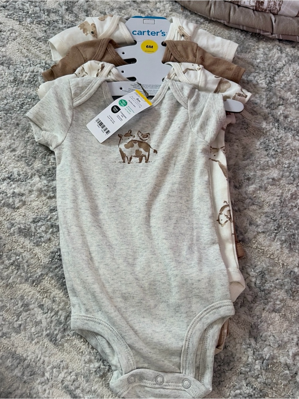 Carter's Beige & Brown Cow Print Short-Sleeve Baby One-Piece Set